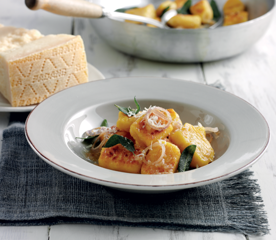 Grana padano and pumpkin gnocchi with sage